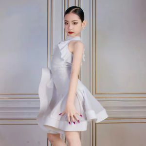 [YiNiu]Professional Latin Dance Dress for Girls Performance Stage Practice Dress Cha-cha-rumba Ballroom Comition Training Clothing