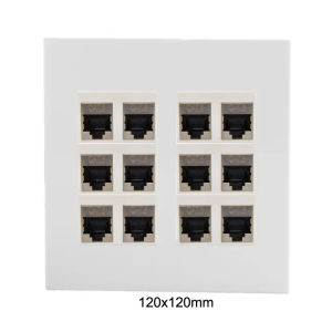 12 Sockets Shield CAT6 RJ45 Wall Panel Connector Pass Through Shielded Internet Plug Faceplate For LAN Ethernet Cover