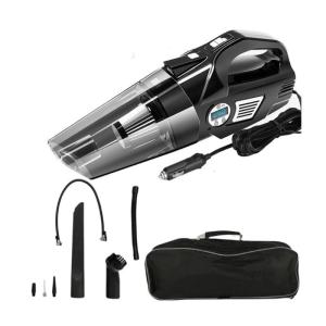 4 in 1 Car Vacuum Cleaner Tire Inflator 12V Handheld Vacuum with Tire Pressure Gauge Flashlight Portable Car Cleaner