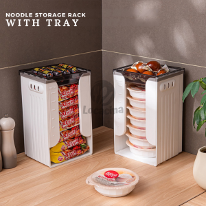 Multifunctional Foldable Vertical Noodle Pack Organizer with Tray Space-Saving Countertop Storage Large Capacity