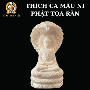 Tượng Phật Thích Ca tọa Rắn thần Naga chất liệu đá nhân tạo size 16cm nhập khẩu làng nghề đúc tượng mỹ nghệ Đài Loan