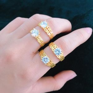 Nhẫn Trơn Nữ Nhẫn Kim Tiền Đính Đá Mạ Vàng 18k N003 Namoo Jewelry