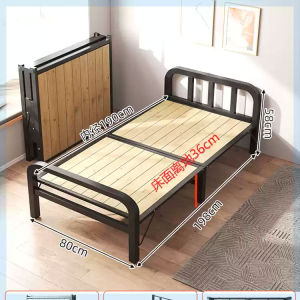 Foldable Bed Dormitory Bed Employee Bed Space Saving Single Bed Portable Wooden Bed