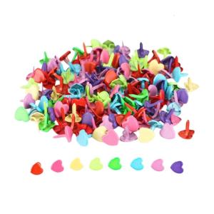 100pcs kim loại Brad ốc vít nhiều màu chia pins vòng tim hoa hình brads cho giấy thủ công scrapbooking