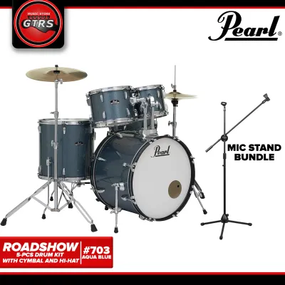 Pearl Roadshow 5-Piece Drum Set #703 Aqua Blue Glitter with Free Microphone Stand