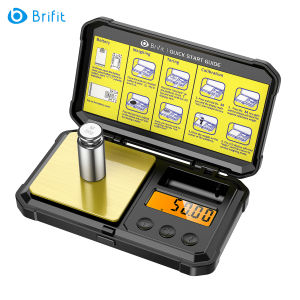Brifit 200g/0.01g Precision Digital Scale Mini Pocket Scale Kitchen Scale LCD Backlight Display with 50g Calibration Weights 6 Units Tare Auto Power Off Suitable for Jewelry Medicine Gold Powder etc.