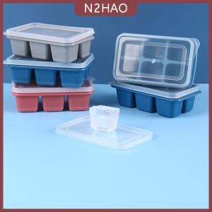 N2HAO Silicone Ice Cube khuôn với DIY Nắp 6 lưới mềm Dưới CE Cube Khuôn vuông trái cây Ice Cube Maker khay bếp công cụ thanh acces