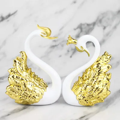 Sepasang Angsa Gold / Silver Flaminggo Hiasan / Interior Emas Dan Perak Pernikahan / Dekorasi Ruang Tamu