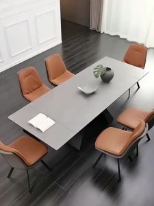 Sintered Stone Extendable Dining Table Home Use Dining Table and Chair Set + 4 6 Chairs