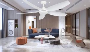 Quạt trần đèn 5 cánh hiện đại sải cánh lớnđộng cơ DC 2 chiều 6 tốc độ mátánh sáng 3 màu (Bảo Hành)