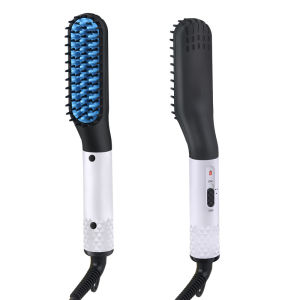 Hair Straightener Brush Styler Electric Ionic Straightening Brush Heating Beard Clip Comb