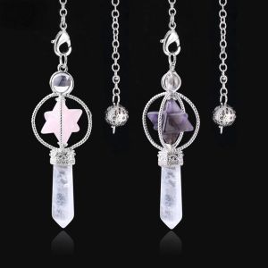 DVFDA Energy Hexagram Merkaba Pendant Pointed Meditation Dowsing Crystal Pendulum Necklace Accessories Sacred Geometry Witch Spiritual Pendulos Women