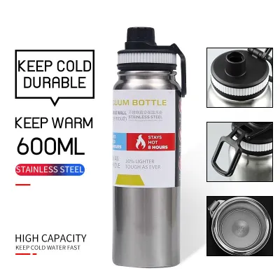 Hot and Cold 304 stainless steel flask 600ml/800ml/1000ml Water Bottle Tumbler Travel Outdoor sports bottle Vacuum Drinking Water Bottle Double Wall Stainless Steel Vacuum Tumbler Flask Portable Drinking