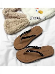 [Free Shipping] Polka Dot Flip-Flops For Women 2026 New Summer Fashionable Outdoor Flat-Toe Large Size WomenS Sandals