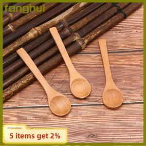 fanghui 1X Wooden Round Bamboo Spoon Soup Tea Coffee Salt Spoon Kitchen Tools Cutlery