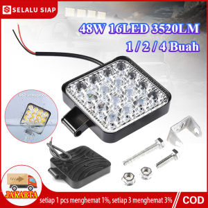 (Dalam stok Dikirim Dari Jakarta) 1/2/4 Buah 16 LED 48W 3520LM Lampu Tembak Sorot LED Worklight Mobil Motor 48 Watt 16 Titik Mata Kotak 12V 24V Spot LED 48W Lampu Tembak 16 Mata Offroad