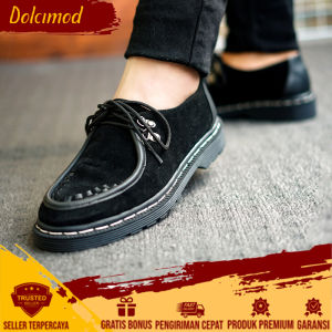 Sepatu Kerja Kantoran Slip On Buat Kondangan Full Black Kekinian - Leather Shoes Semi Formal Keren Warna Hitam Casual Bisnis Santai