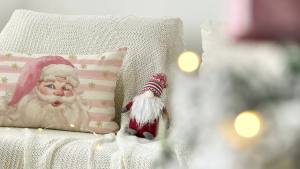 AVOIN Colorlife Pink Santa Claus Stripes Throw Pillow Cover 12 x 20 Inch