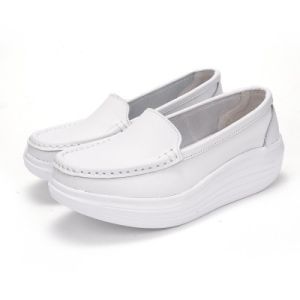 White Women's Nurse Shoes: Middle Heels Wedges & Slip On Options