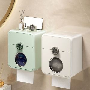 LZHDP MALL Punch Free Double Layer Tissue Box Wall Mounted Plastic Paper Towel Box Multifunctional Large Capacity Toilet Paper Holder for Home