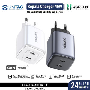 Kepala Charger for Samsung Galaxy S25 S24 S23 S22 Ultra Plus UGREEN 45W Adaptor Type C Fast Charging Kabel Pengisi