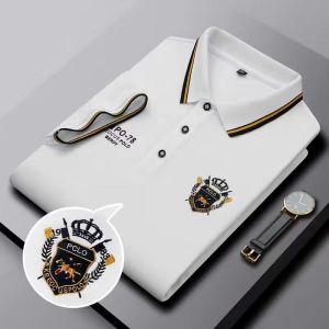 Summer baru fesyen Slim pendek Sleeve Polo Shirt lelaki Lapel pakaian fesyen t-Shirt untuk lelaki