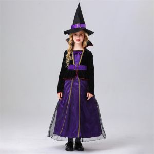 11.11 Foreign Trade Childrens Halloween Purple European and American Style Witch Character Dress Up Stage Performance Masquerade Costume