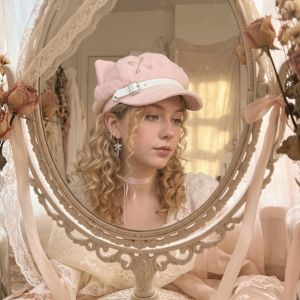 ETUALE 3D Cat Ears Cat Ears Beret Paw Embroidery Kawaii Octagonal Hat Y2K Fashion Soft Plush Fabric Newsboy Cap Everyday Outfits