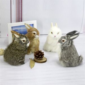JUTBONG Family Decoration Lifelike Animal Desktop Furnishings Plush Toys Simulation Easter Rabbits Rabbit Model