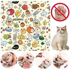 ER52858 Anti-Scratch Cat Grooming Wrap Self-Adherent Anti-Escape Cat Restraint Wrap Cute Patterns Anti-Bite Folding Cosmetic Bag Nail Clipping