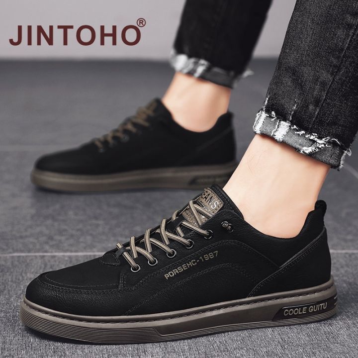 JINTOHO Fashion Men Black Shoes Casual Leather Sneakers Brand Men ...