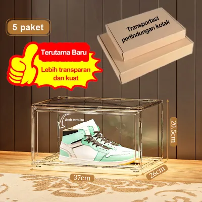 XMVP Kotak Sepatu Akrilik Rak Sepatu Magnetik Yang Dapat Ditumpuk Organizer Penyimpanan Transparan