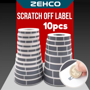 ZEHCO Scratch Off Label Stickers Silver Rectangle 10pcs