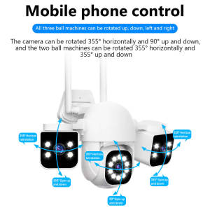 LLSEE Full HD 16MP 4-Lens 3-Screen Wireless Camera WiFi Outdoor CCTV 360 Monitoring Camera 12MP Color Night Vision 10x Zoom IP65 Waterproof Real time Sharing CCTV Smart Camera