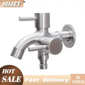 SDJZT 304 Stainless Steel Faucet One Into Two Out Multifunction Double-outlet Washing Machine Faucet Outdoor Garden Sink Pool Faucet