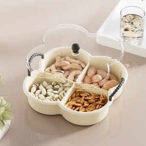 Hộp đựng bánh kẹo hoa quả có nặp đậy vách chia ngăn tay cầm thiết kế mới 2024