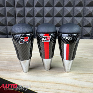 Gear Shift Knob Tuas Persneling Mobil Toyota GR Sport TRD Kulit dan Carbon Fiber Asli Premium