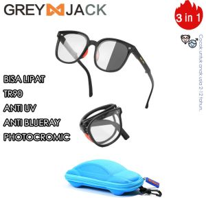 Grey Jack Kacamata Anak Lipat Anti Radiasi Blueray Photocromic Anak Perempuan / Laki-laki Fashion New Trend Foldable 555