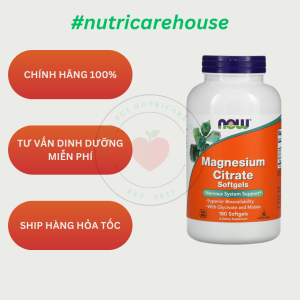 NOW Foods Magnesium Citrate 180 Tablets - HỖ TRƠ NĂNG LƯỢNG VÀ GIẤC NGỦ