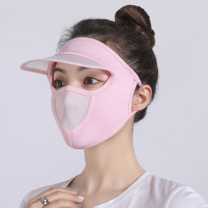 Womens Summer Washable Sunscreen Mask Thin Brim Ice Silk Breathable Full Face Mask