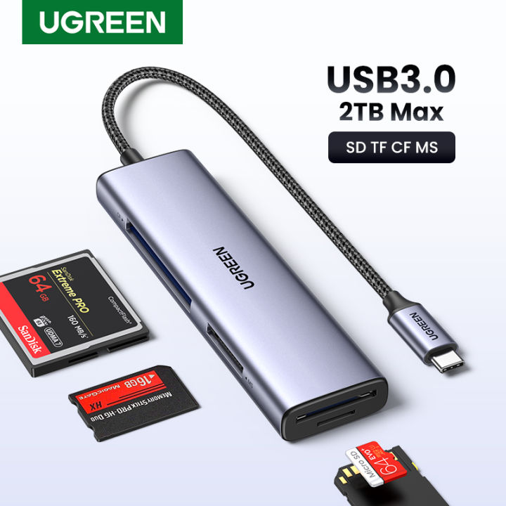 UGREEN Type C Card Reader for SD MS CF TF Support 4 Cards Work Simultaneously 2TB Max for