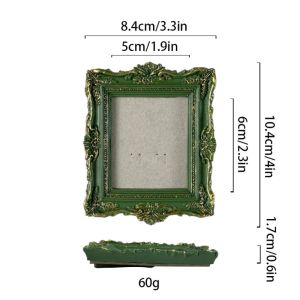 OEUVR Green Baroco Style Photo Frame Resin Mini Photo Display Holders Unique Vintage Picture Frame Ornaments Tabletop Wall Decor