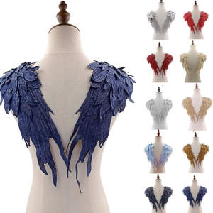 2pcs Angel Wing Fabric Patches Jackets Decoration Appliques Light weight Patches for Wedding Gown Costume Accessories