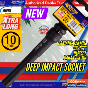 AMERICAN TOOL Impact Deep Socket 1/2" 10mm x 128 mm XTRA LONG Mata Kunci Sok Pukul Panjang CR-MO