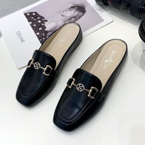 2025 New Lazy Mule Square-Toed Flat-Sole Half-Slipper WomenS Shoes For Summer Outdoor Wear
