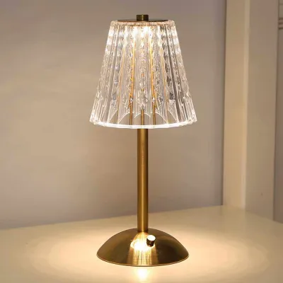 Vimite LED Crystal Table Lamp 3 Colors USB Rechargeable Dimmable Desk Light Wireless Night Lighting Decorative Lights for Bedroom Living Room