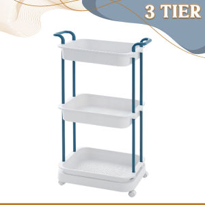 Kitchenut Multipurpose Fully Plastic Trolley Storage Rack Organizer Cart With Wheel And Ergonomic Handle