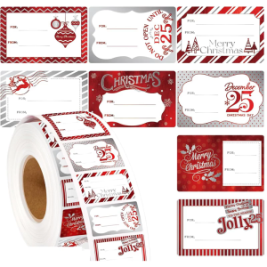 ป้ายห่อคริสต์มาส300ชิ้นสำหรับบรรจุภัณฑ์สติกเกอร์ป้ายชื่อคริสต์มาสขนาด4.5X3ซม. สำหรับการห่อกล่องตัวปิดผนึกซองจดหมาย