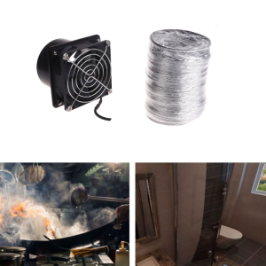 Compact and Portable Fume Extractor Fan with Duct Pipe and Ventilation Tubing for Kitchen and Bathroom Use - USB Powered