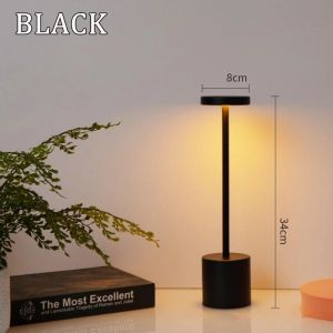 Metal Creative Rechargeable Desk Lamp LED Night Light 3 Colors Dimming for Bar Coffee Shop Bedroom Restaurant Vintage Decorative Lamp